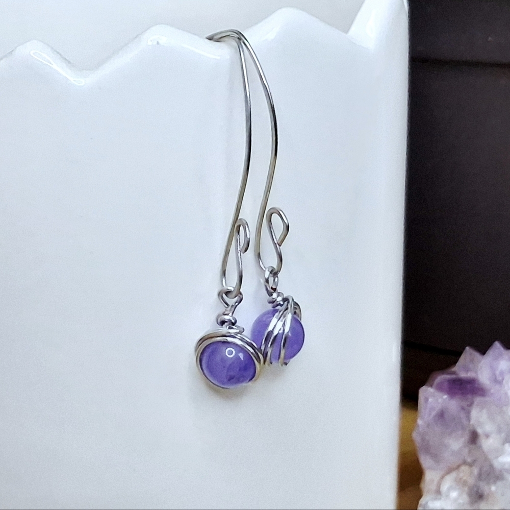 BOGO EARRINGS - Dyed Jade crystal beaded dangle earrings, 2.5"